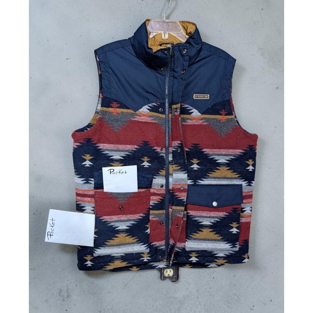 Cinch Mens L Aztec Southwestern Water Resistant Vest Cowboy Rodeo Full Zip NWT - Picture 10 of 15